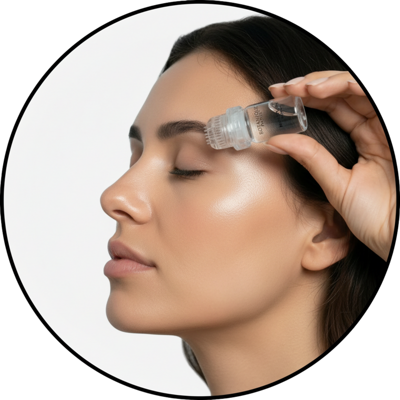 Step 2: stamping gently along the brow bone and upper orbital rim