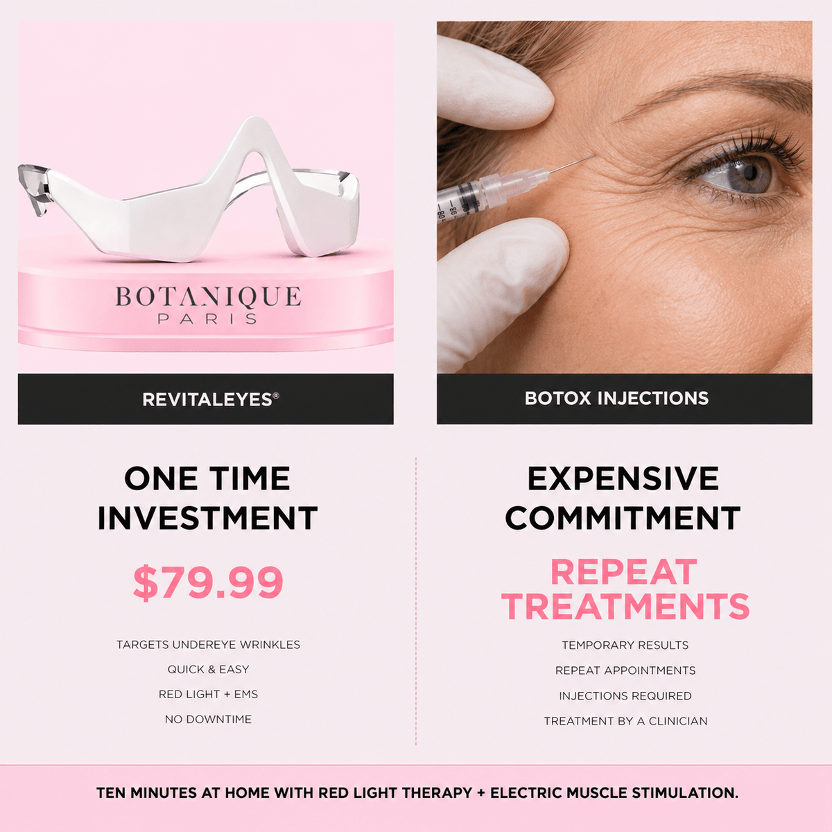 RevitalEyes® Korean Dermal Red Light Therapy + EMS To Erase Eye Wrinkles & Fine Lines - Botanique Paris