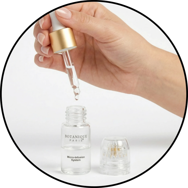 Step 1: pouring serum into the applicator with the dropper