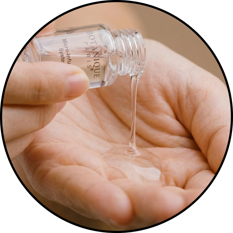 Step 3: massaging remaining serum onto untreated areas with fingertips