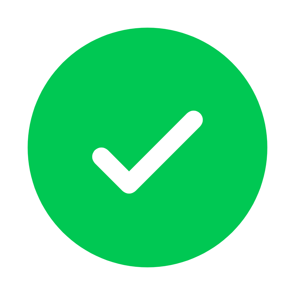 Green circle with a white check mark on a white background