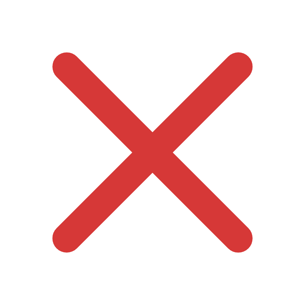 Red 'X' symbol on a white background